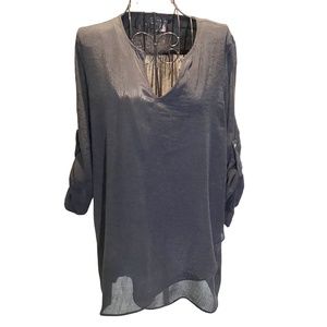 Fever Black Tunic V Neck Asymmetric Hem